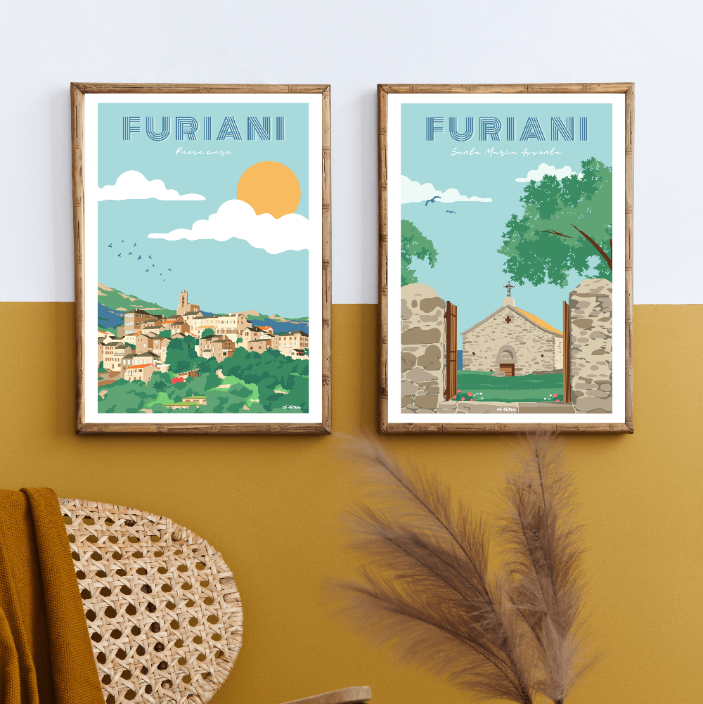 Affiche style vintage de Furiani en Corse