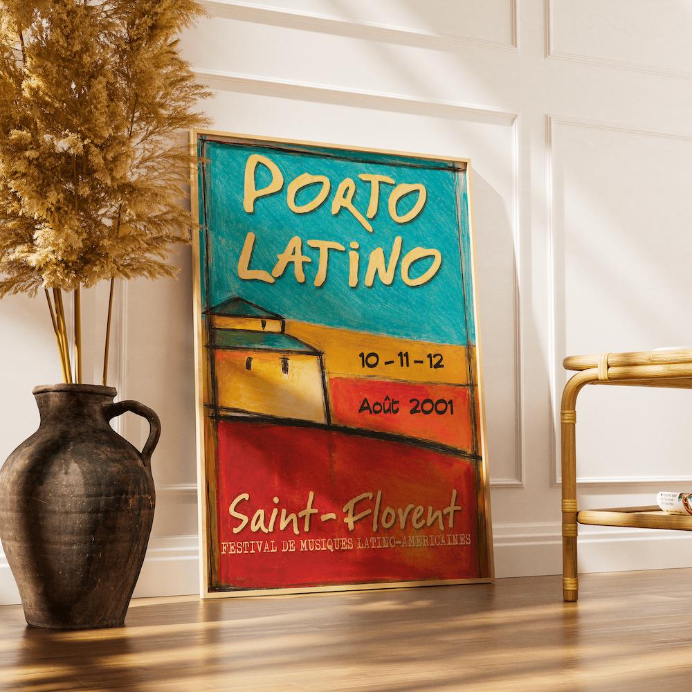 Affiche originale vintage du festival de Porto Latino en Corse année 2001