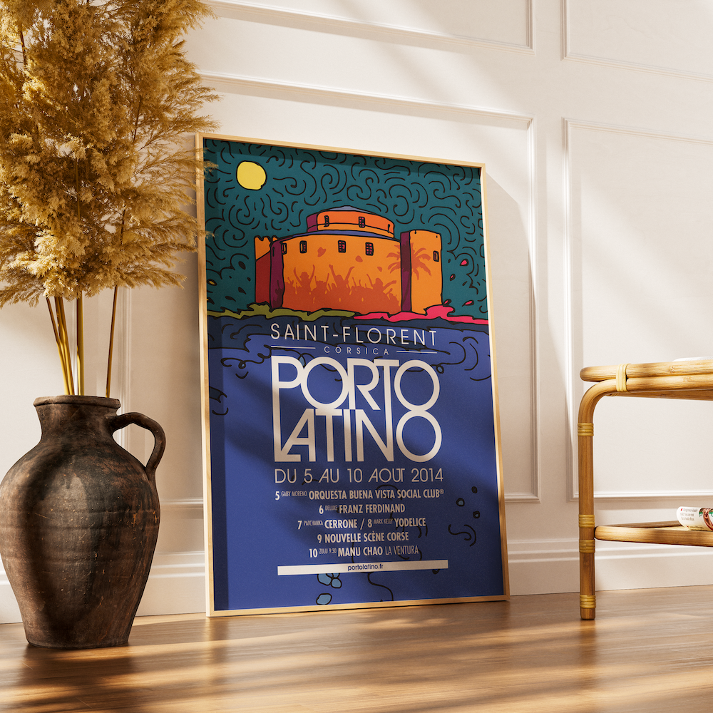 Porto Latino Affiche vintage de concert en Corse