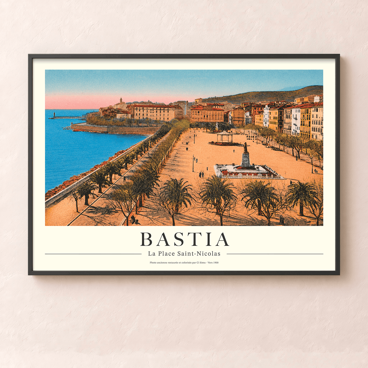 affiche vintage de bastia ancienne carte postale