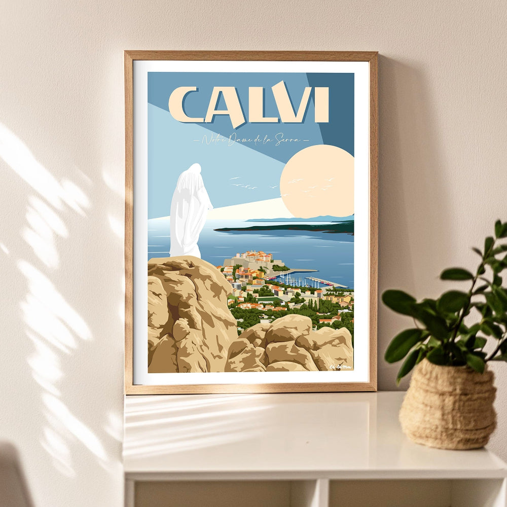 Affiche de Calvi en Corse style Néo rétro