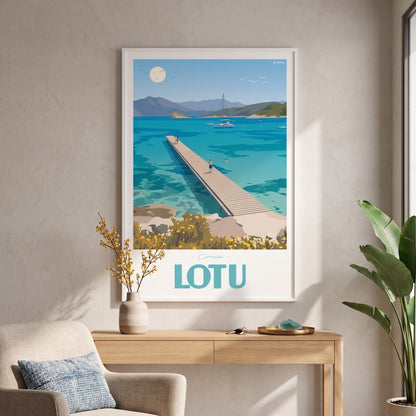 poster du lodu en corse, la plage le ciel et la mer
