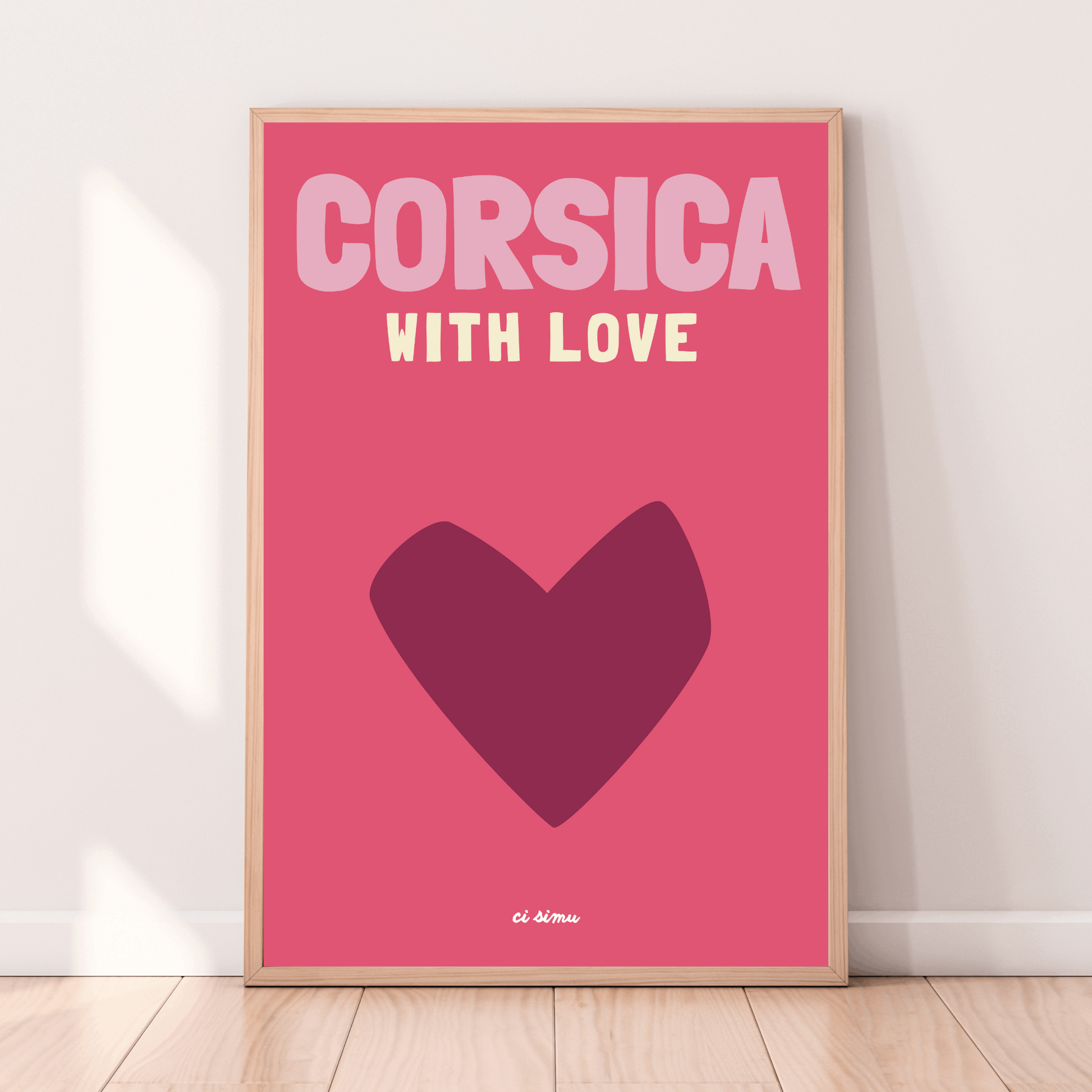 Corsica with love affiche corse originale rose