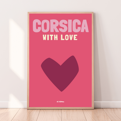 Corsica with love affiche corse originale rose