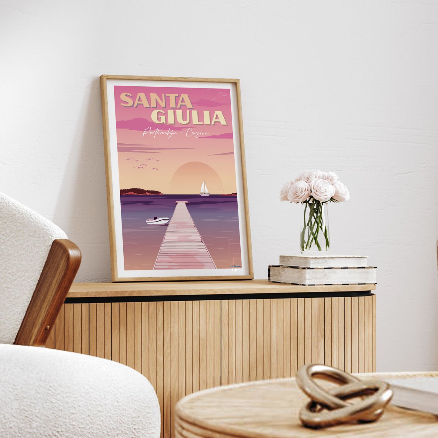 Poster de la plage de Santa Giulia en Corse