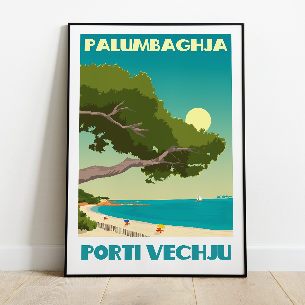 Poster Corse de la plage de Palombaggia à Porto Vecchio