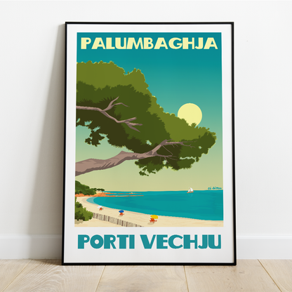 Poster Corse de la plage de Palombaggia à Porto Vecchio