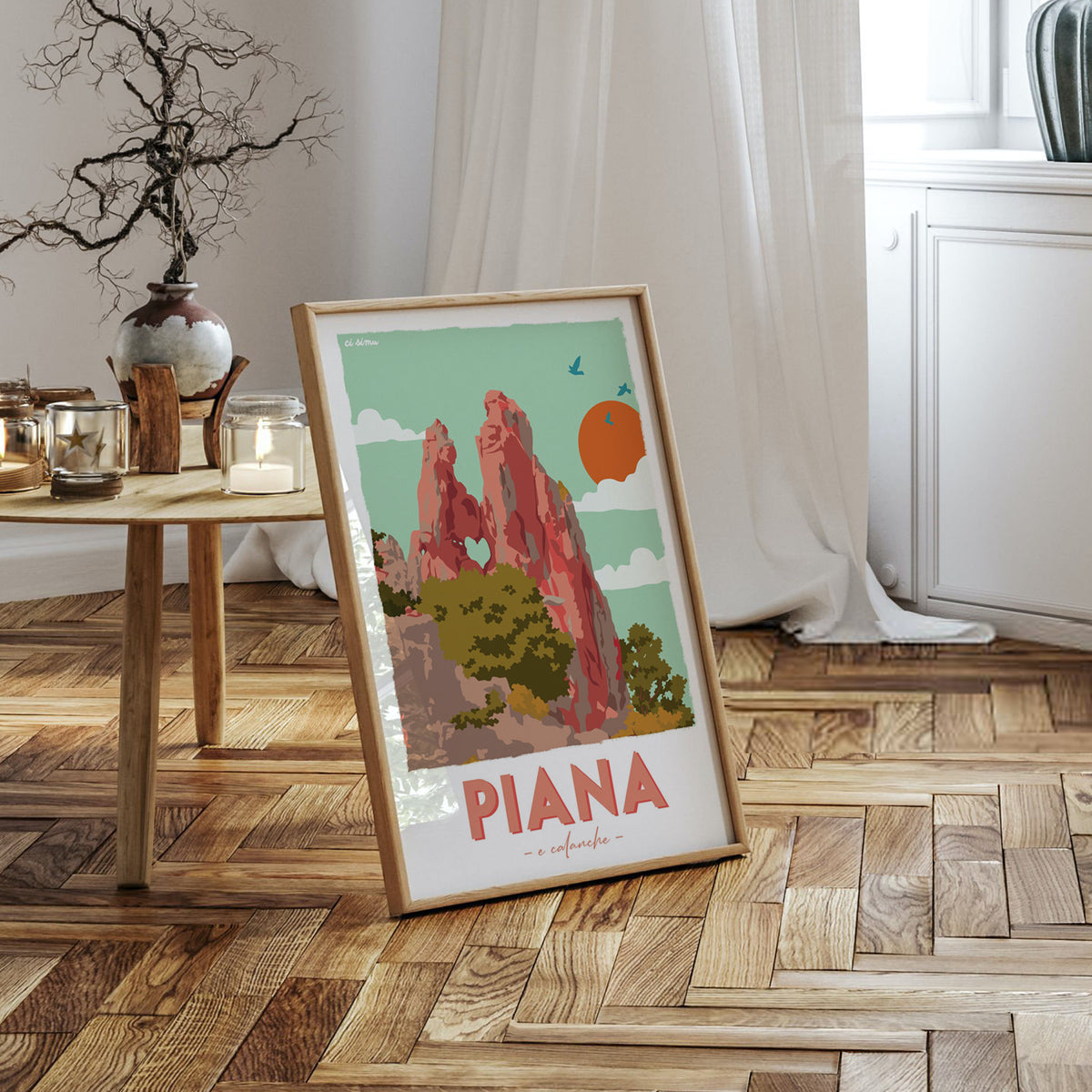 Affiche Calanques de Piana granit rouge Corse