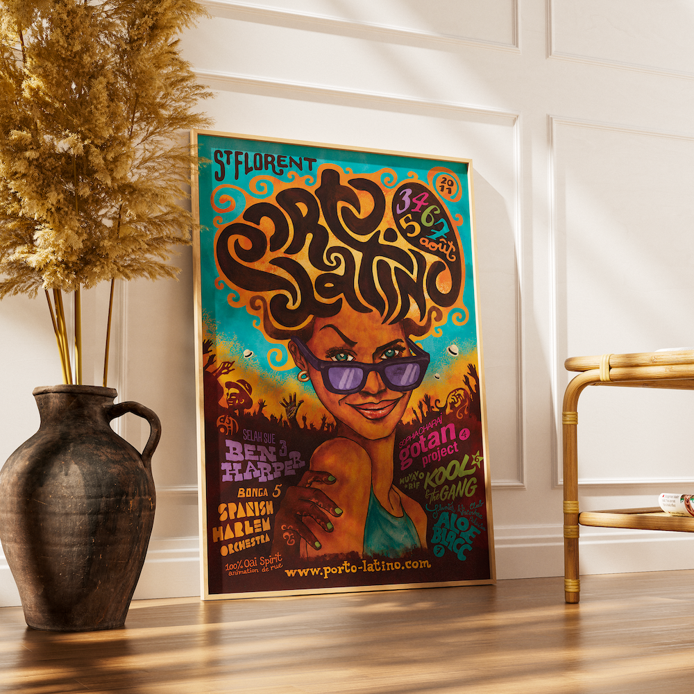 Réédition affiche vintage concert porto latino 2011