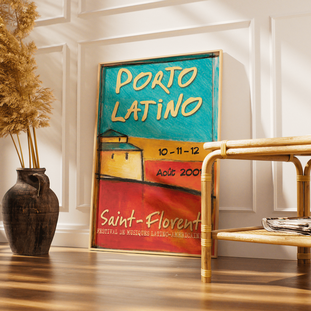 Poster d'époque du festival de Porto Latino en Corse année 2001