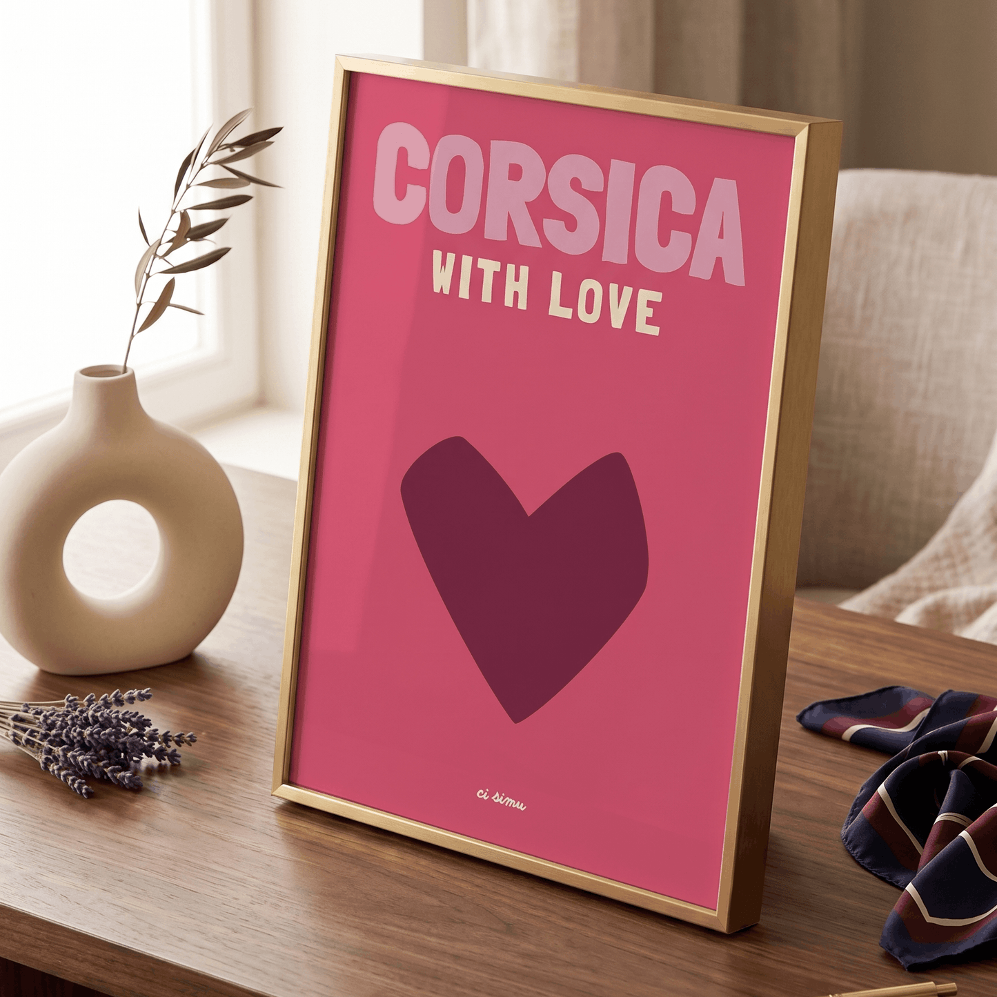 affiche corse originale rose colorée ci simu