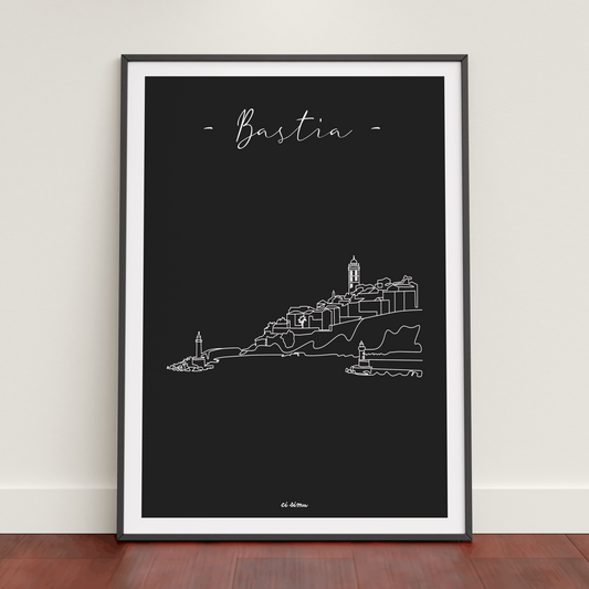 Poster de Bastia en noir et blanc