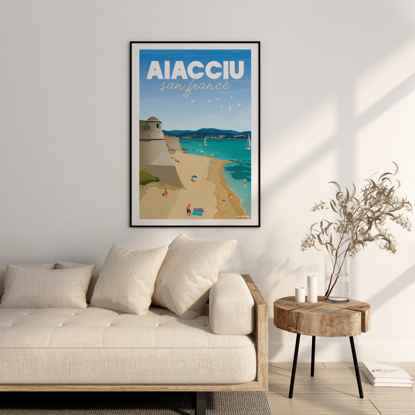 affiche d'ajaccio de la plage de St François citadelle corse