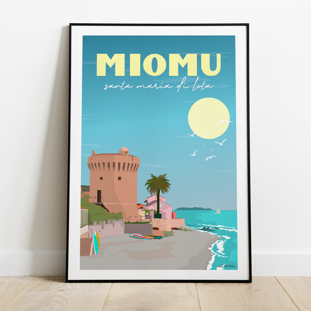 Poster style vintage de Miomo en corse
