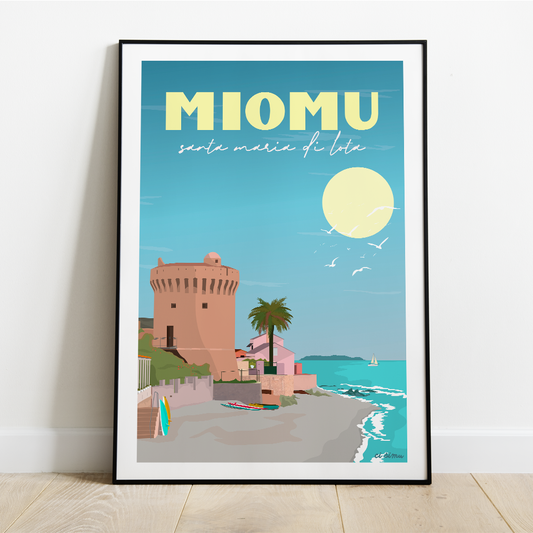 Poster style vintage de Miomo en corse