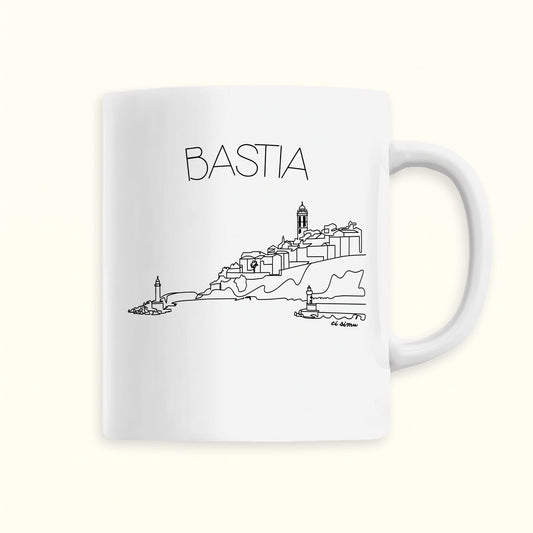 Tasse avec une illustration de la citadelle de Bastia et du vieux port