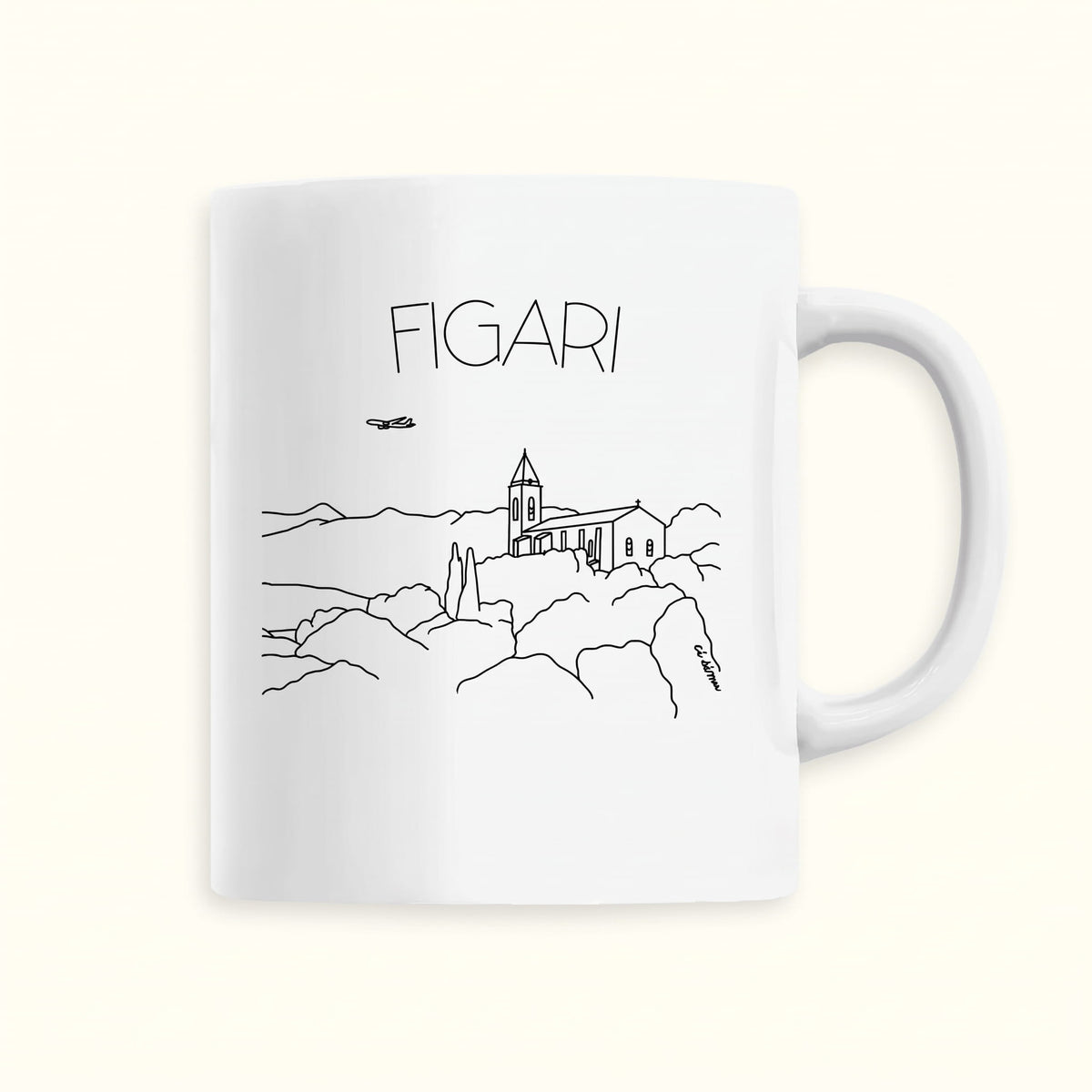 Mug Corse avec dessin du village de Figari