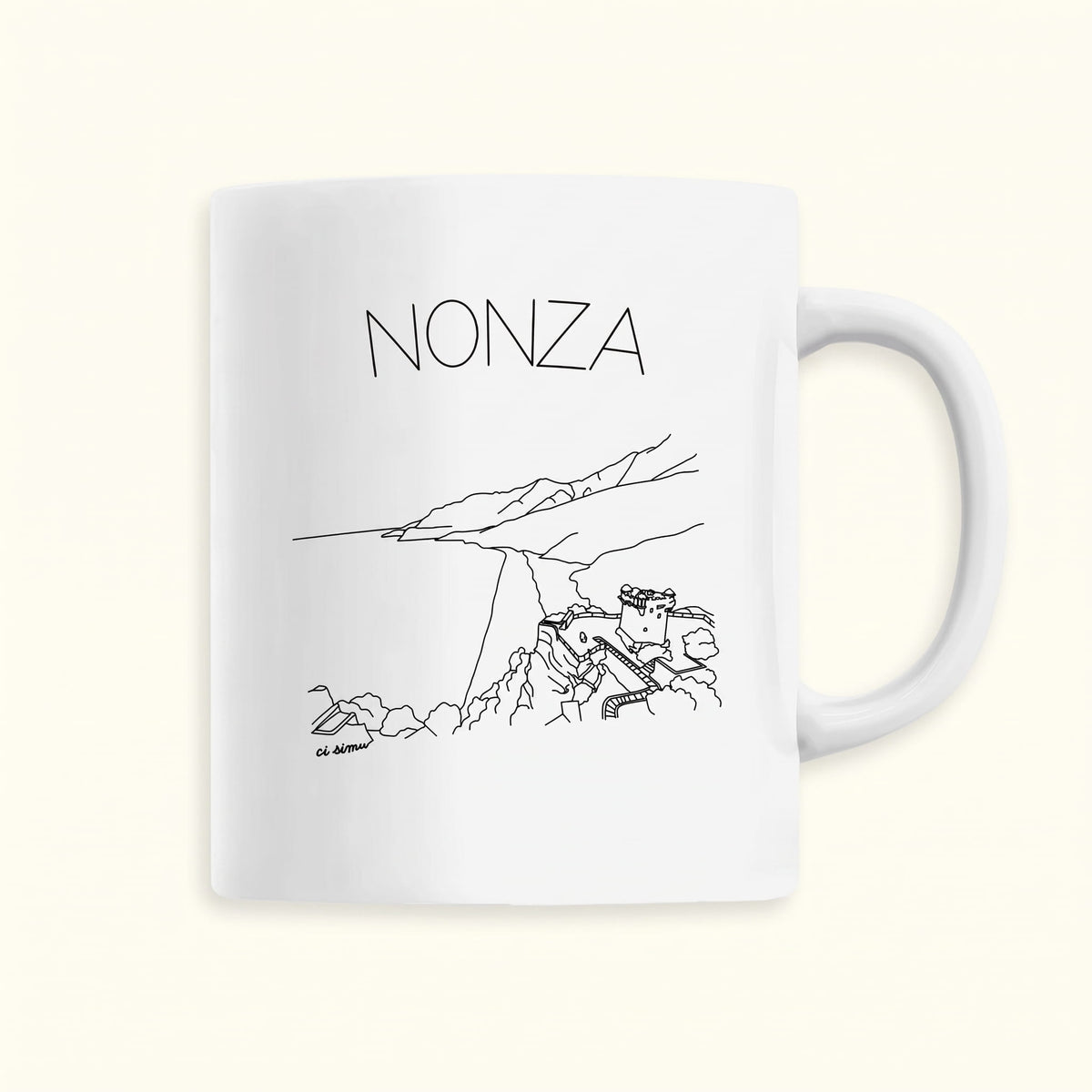 Mug du village de Nonza en Corse avec vue sur la plage 