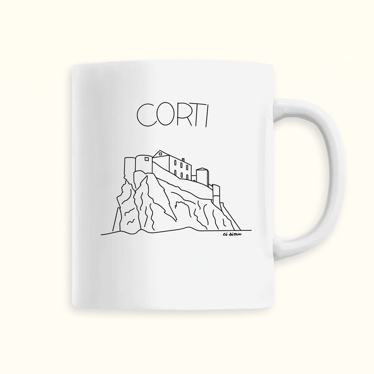 Mug avec la citadelle de Corte, la capitale de la Corse
