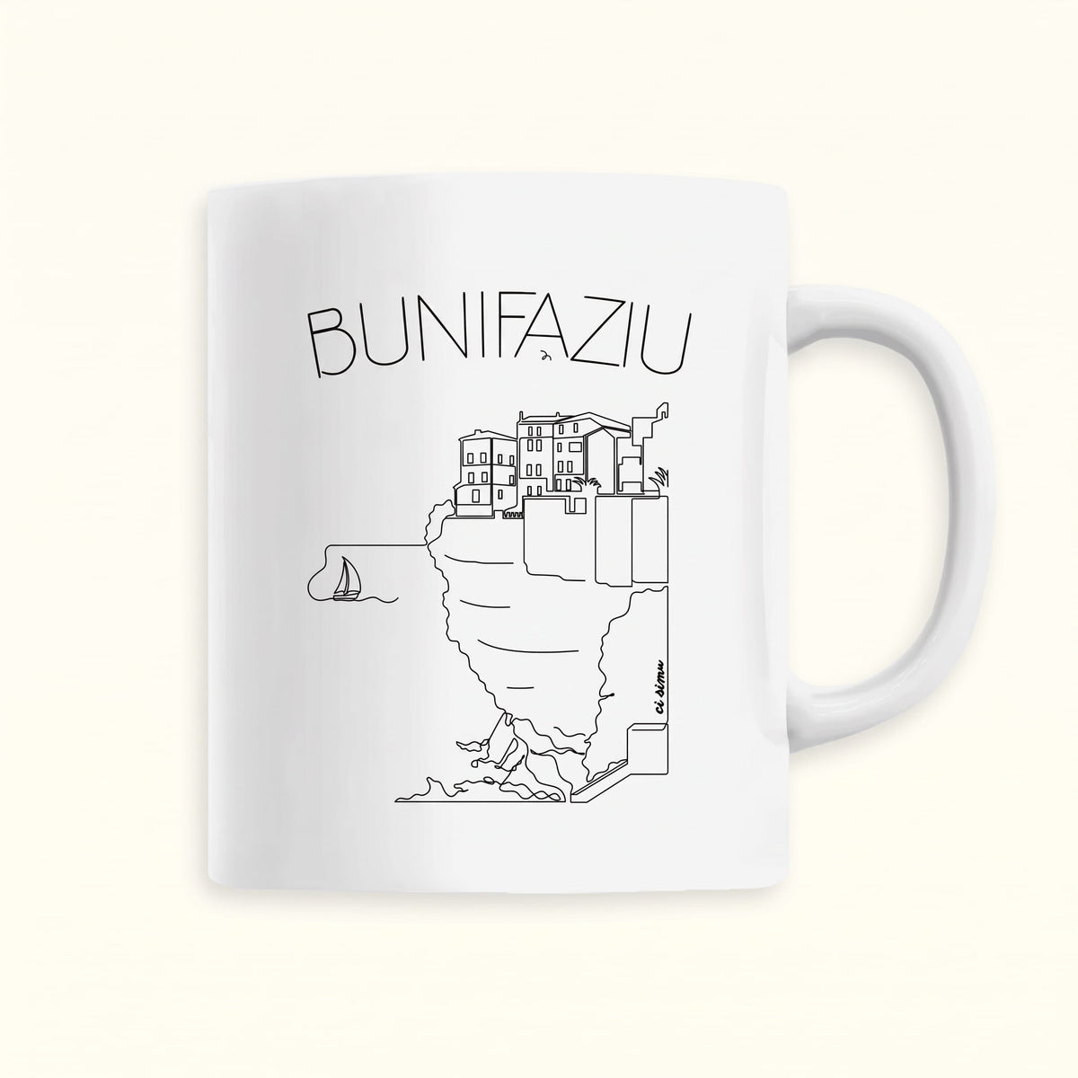 Tasse moderne type Mug avec un dessin des falaises de Bonifacio