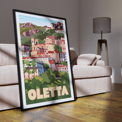 Oletta corse affiche décorative du village du Nebbiu