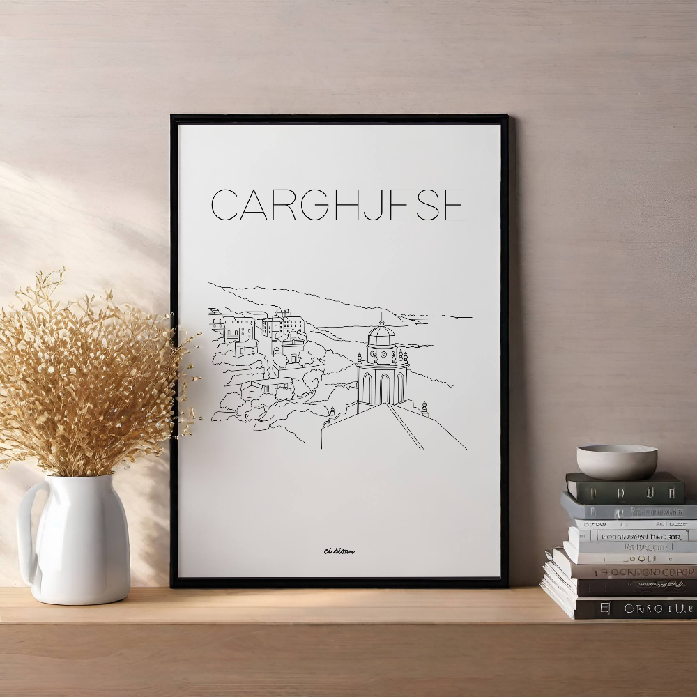 Affiche Corse de Cargèse en noir et blanc