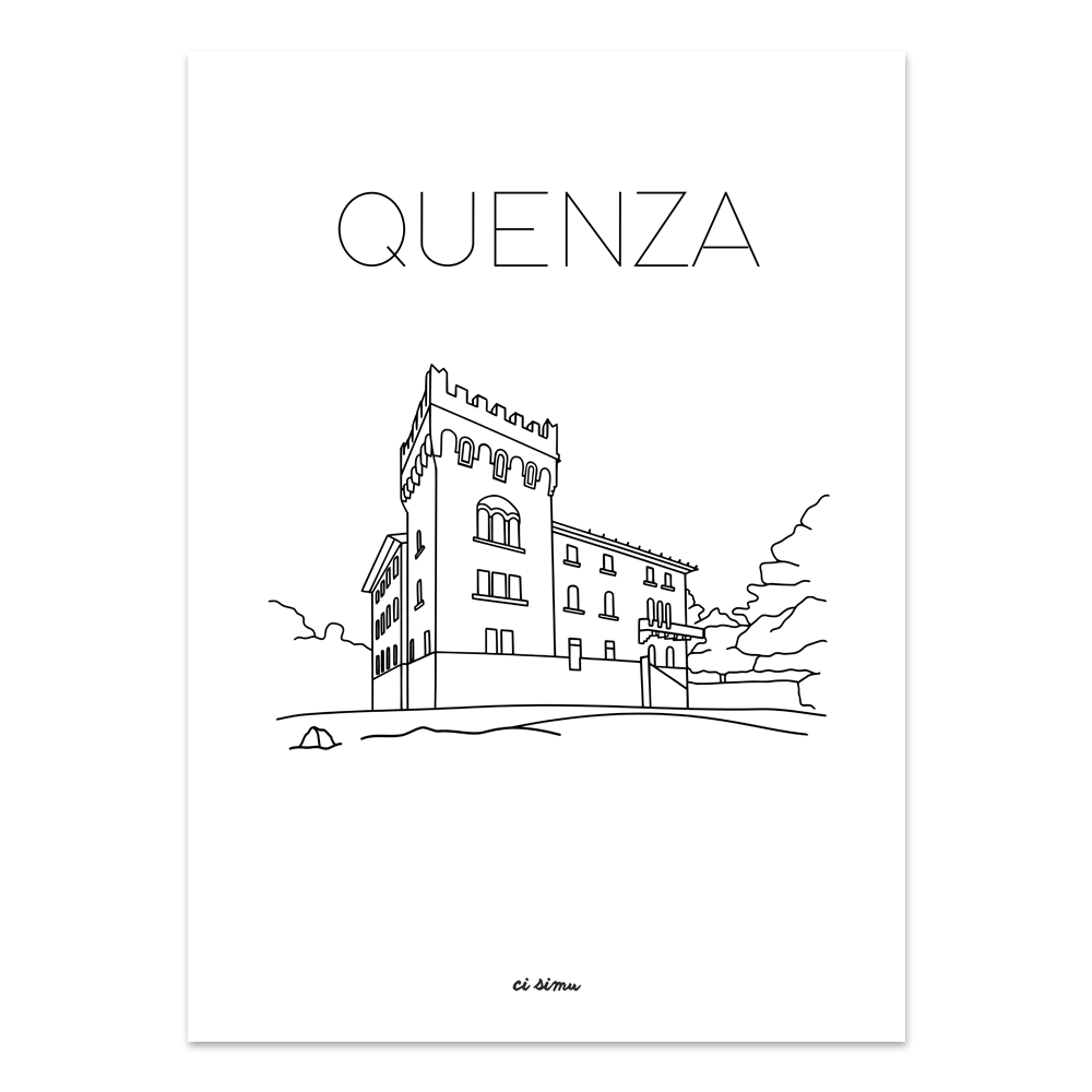affiche de quenza en corse souvenir noir et blanc