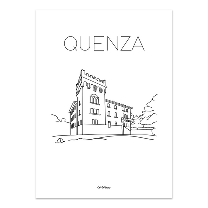 affiche de quenza en corse souvenir noir et blanc