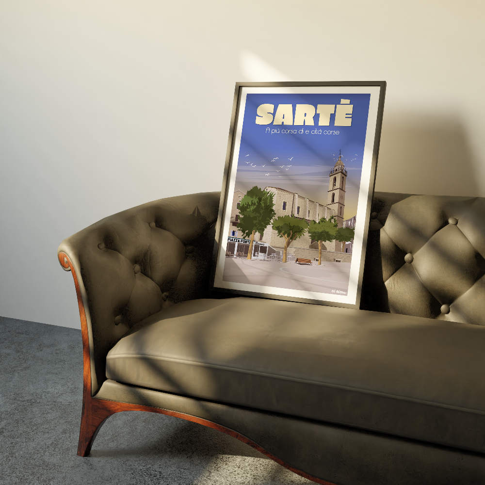 Affiche Sartene cité médiévale de granit Corse du Sud