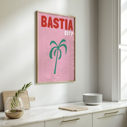 Poster de Bastia avec ses palmiers 