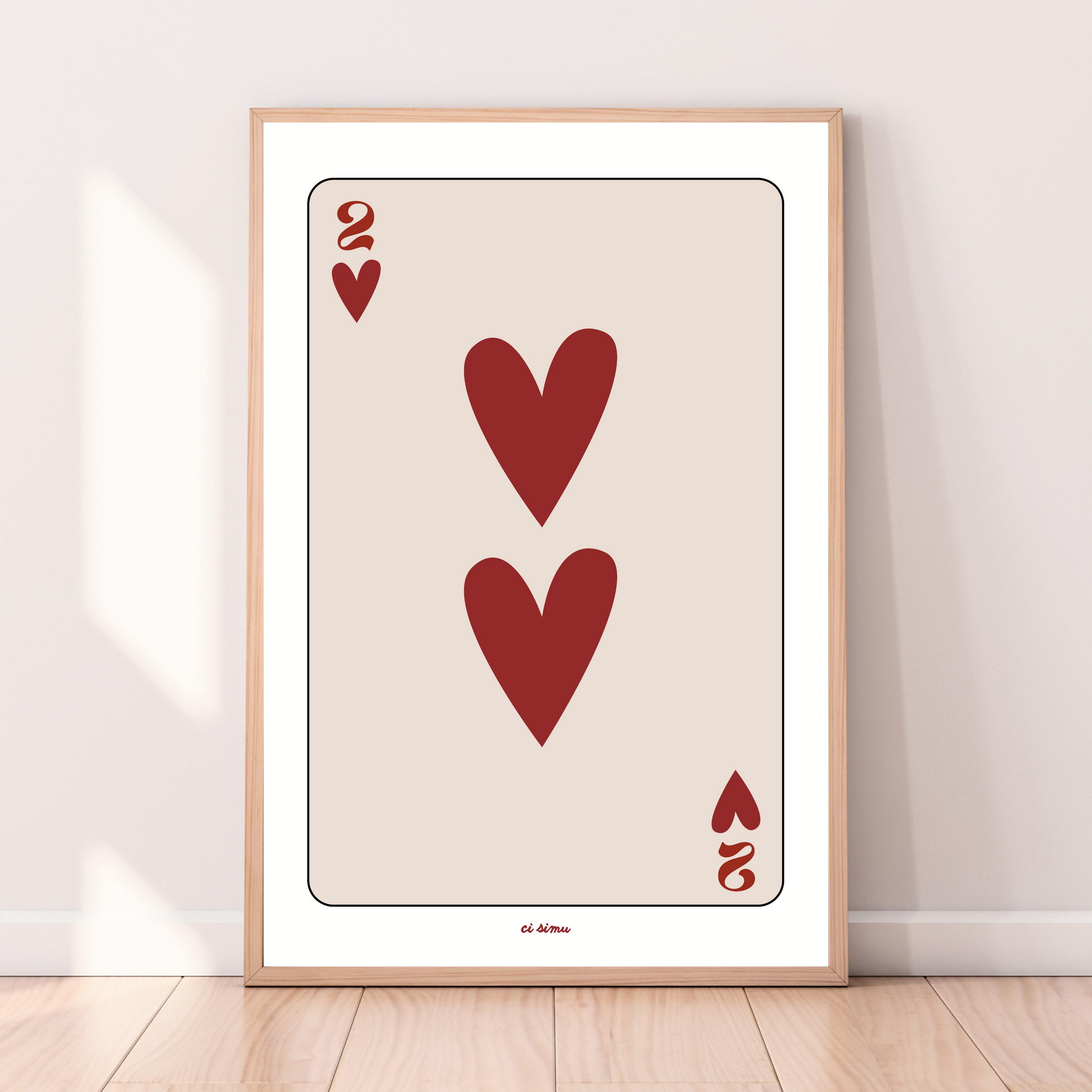 Affiche poster carte 2 de coeur 