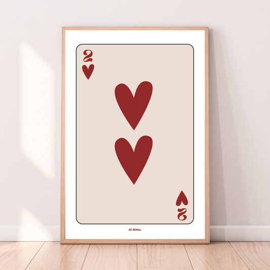 Affiche poster carte 2 de coeur 