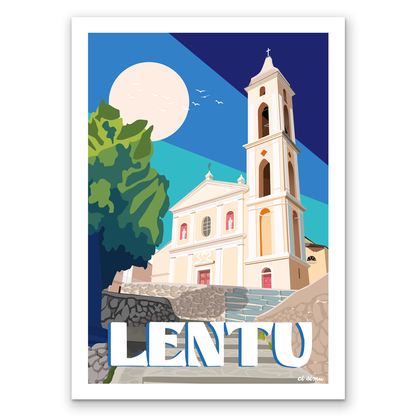 belle affiche corse du village de lento style vintage rétro 