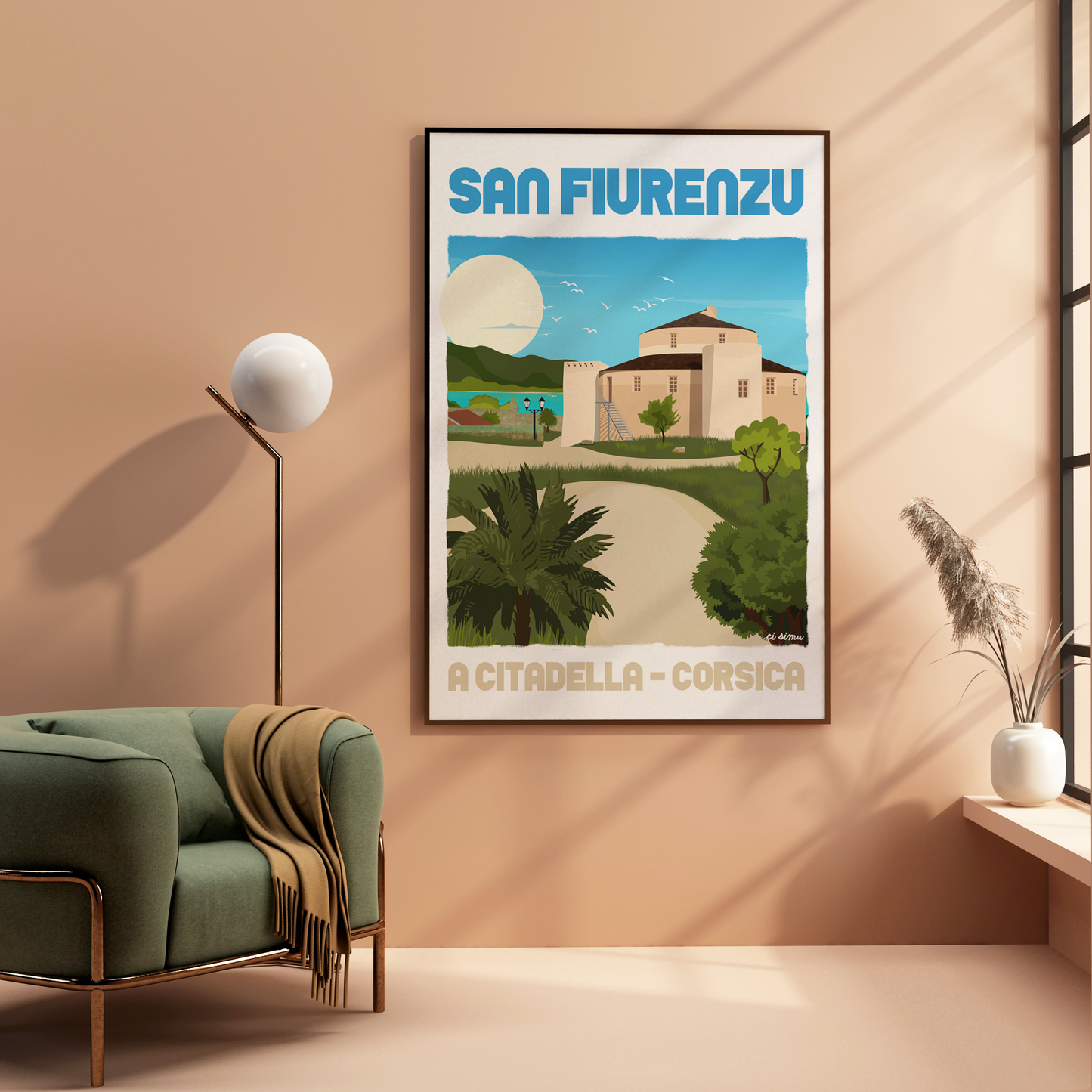 poster de st florent en corse style vintage néo rétro