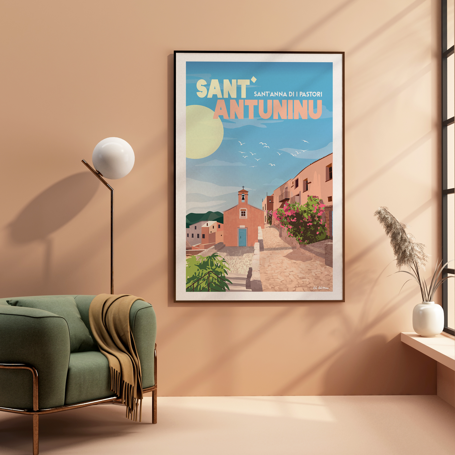 affiche décorative corse du village de Sant'Antonino