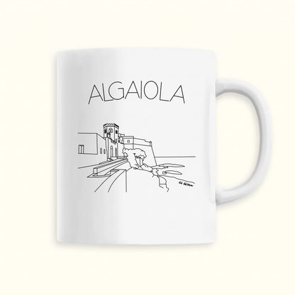Tasse Corse avec un dessin en noir et blanc d'Algajola