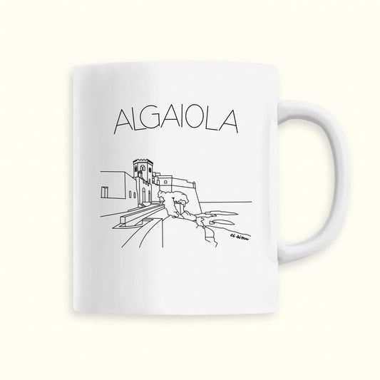 Tasse Corse avec un dessin en noir et blanc d'Algajola