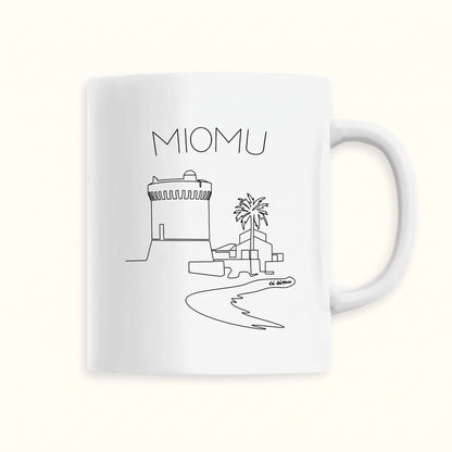 Mug souvenir de Corse avec la tour génoise de Miomo dans le Cap
