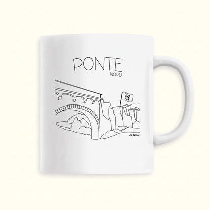 Mug pour boire son café ou thé représentant le pont en Corse de Ponte Novu avec la bandera